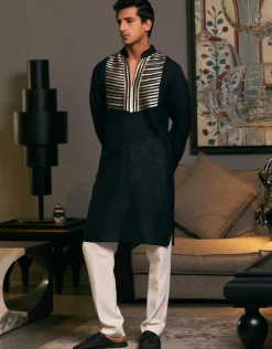 Black Goe Metallic Kurta Set