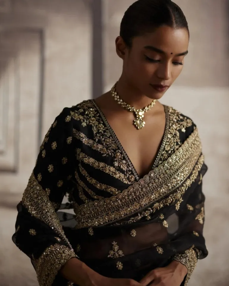 Black Gota & Dabka Work Sari