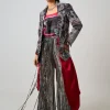 Black Hand Embroidered Blazer With Tie-Dye Single & Pants Set