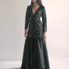 Black Hand Embroidered Sharara Set