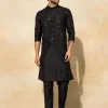 Black Leaf Embroidered Kurta Set