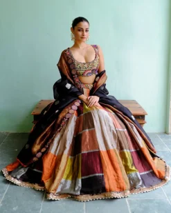 Black Metallic Lehenga Set