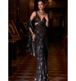 Black Multi-Coloured Sequin Sari