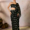 Black Mystic Drape Sari Set
