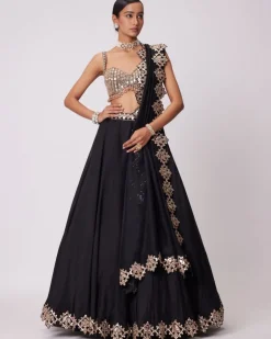 Black Organza Lehenga Set