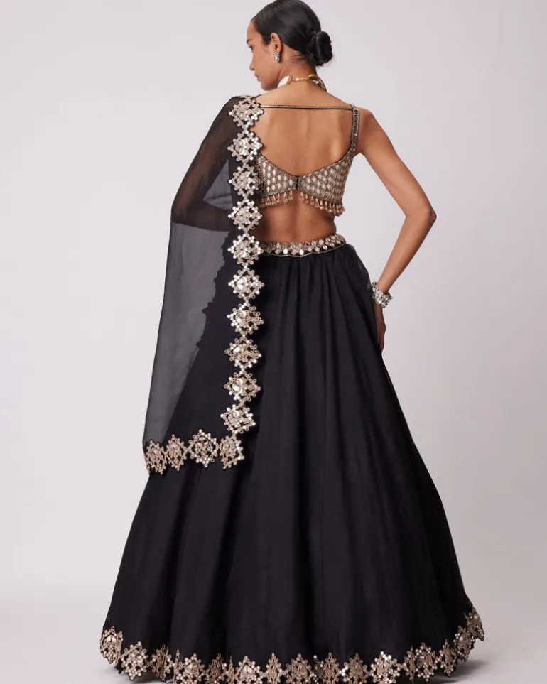 Black Organza Lehenga Set