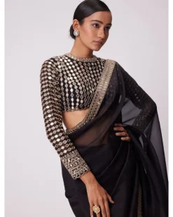 Black Organza Sari Set