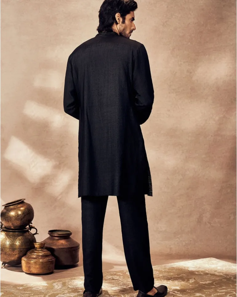 Black Palm Blooms Kurta