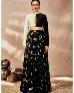 Black Potters Touch Skirt Set