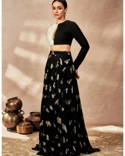 Black Potters Touch Skirt Set