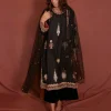 Black Raw Silk Nimr Kurta Set