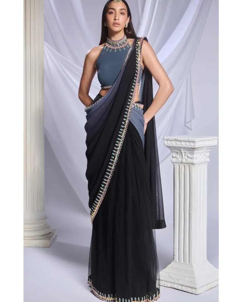 Black Rose Sari Set