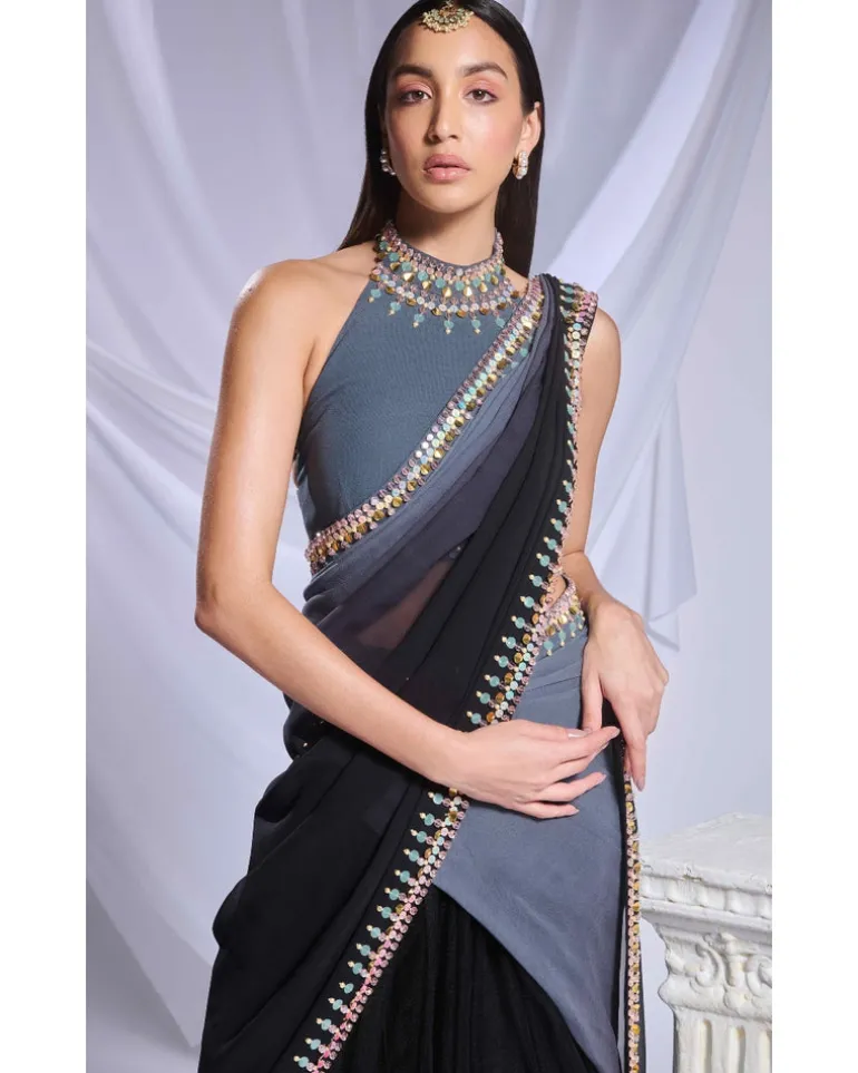 Black Rose Sari Set