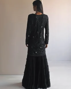 Black Sharara And Jacket Set