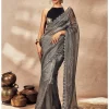 Black Striped Zari Sari Set