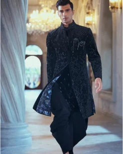 Black Swaroski Embroidered Sherwani