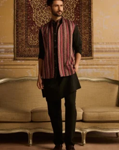 Black Tribal Embroidered Kurta With Black Pants
