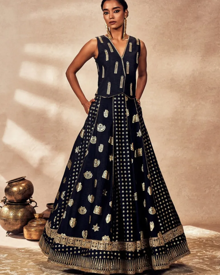 Black Trinkets Lehenga Set