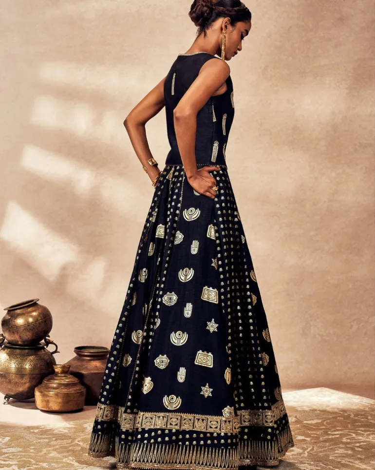 Black Trinkets Lehenga Set