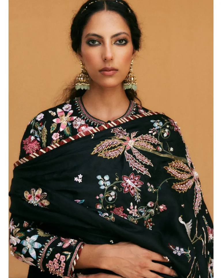 Black Voluminous Anarkali Set