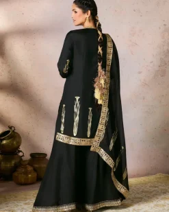 Black Whispering Lily Sharara Set