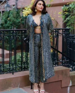Blue Bandhani Cape Set