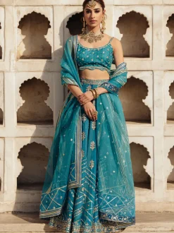 Blue Floral Botis Lehenga Set