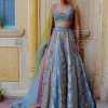 Blue Floral Lehenga Set