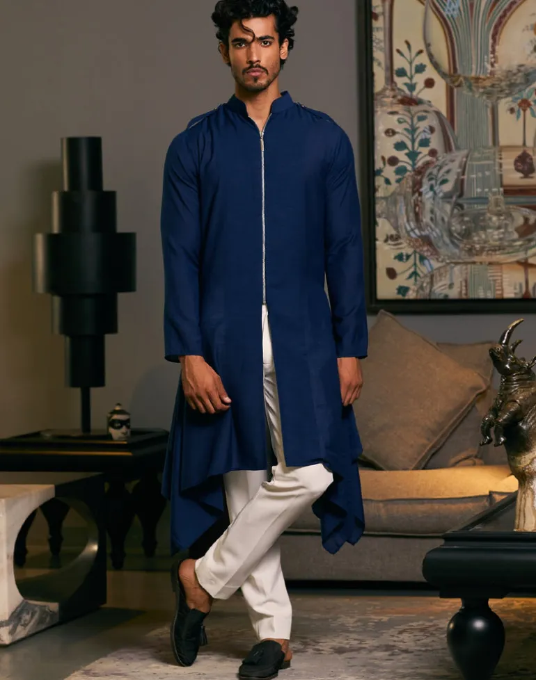 Blue Goe Drape Kurta Set