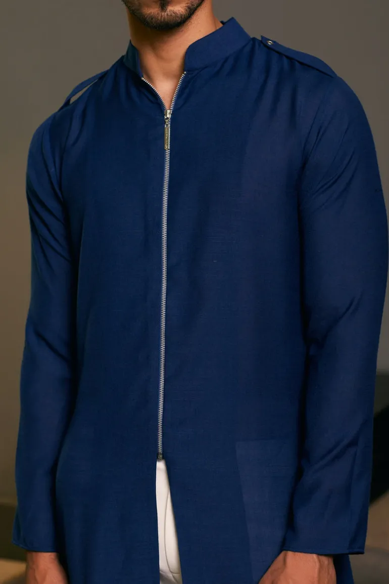 Blue Goe Drape Kurta Set