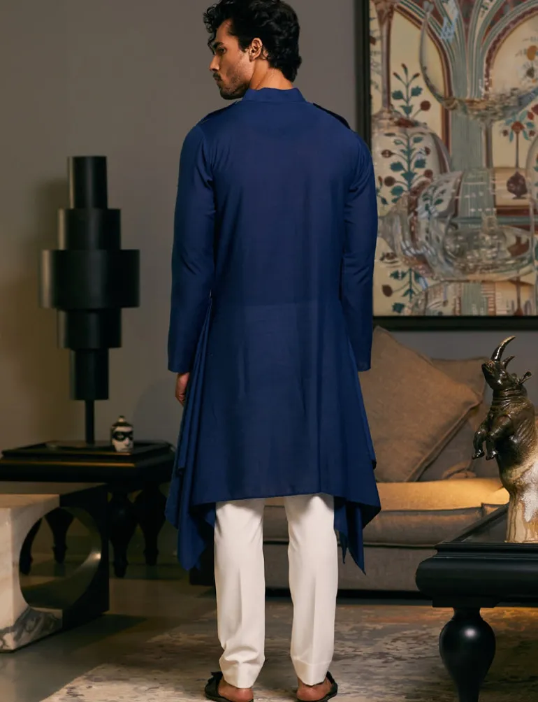 Blue Goe Drape Kurta Set