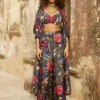 Blue Habutai Floral Co-Ord Pant Set
