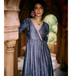 Blue Modal Silk Zardosi & Anarkali Set