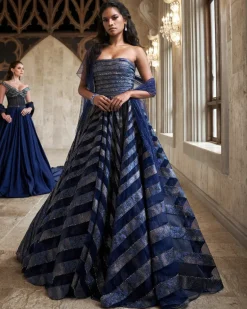 Blue Moon Volume Gown With Cape