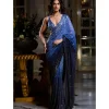 Blue Ombre Sequin Georgette Sari