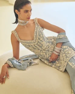 Blue Pearl Sharara Set