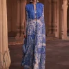 Blue Thikri Print and Highlighted Cape Set