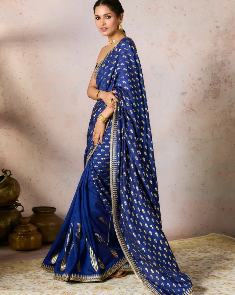 Blue Whispering Lily Crush Sari Set