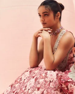 Blush Abstract Floral Anarkali