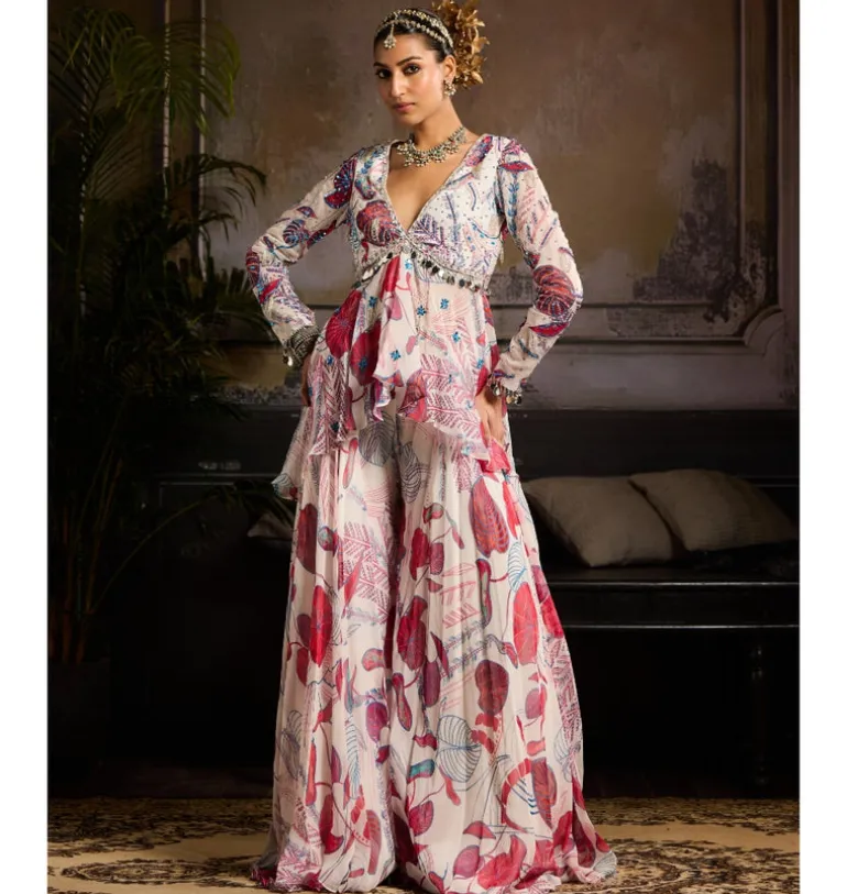 Blush Mirage Peplum Kurti Set