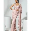 Blush Pink Cutdana Cutwork Sari Set