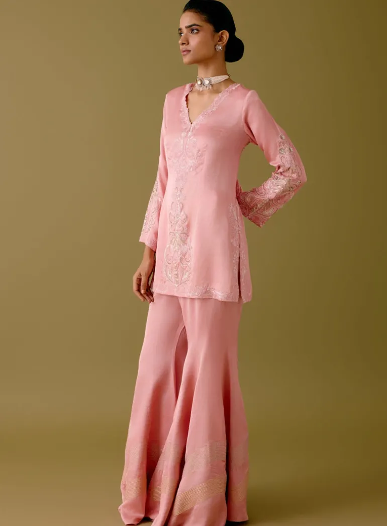 Blush Pink Dori Embroidered Gharara Set