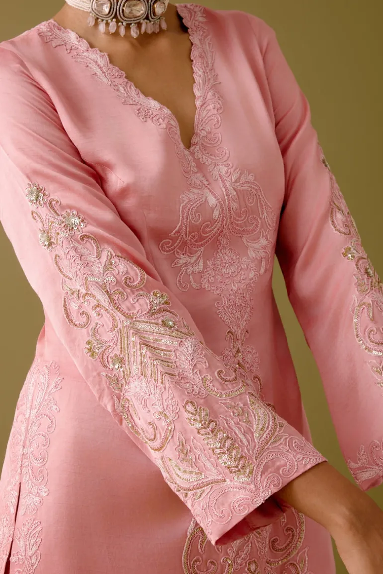 Blush Pink Dori Embroidered Gharara Set