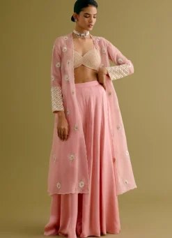 Blush Pink Embroidered Sharara And Jacket Set