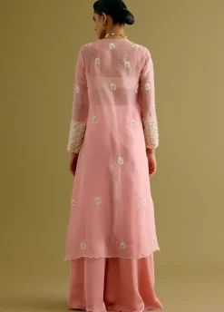 Blush Pink Embroidered Sharara And Jacket Set