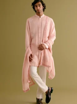 Blush Pink Front-Open Dori Embroidered Kurta Set