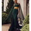 Bottle Green Fishcut Cutwork Lehenga Set