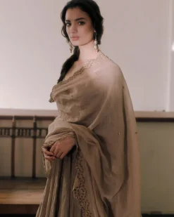 Brown Organdy Anarkali