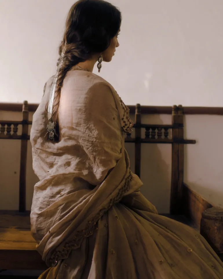 Brown Organdy Anarkali