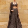 Brown Sequin Embroidered Lehenga Set